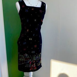 Vintage 90s Y2K Hollywood Novelty Print Sheath Dress